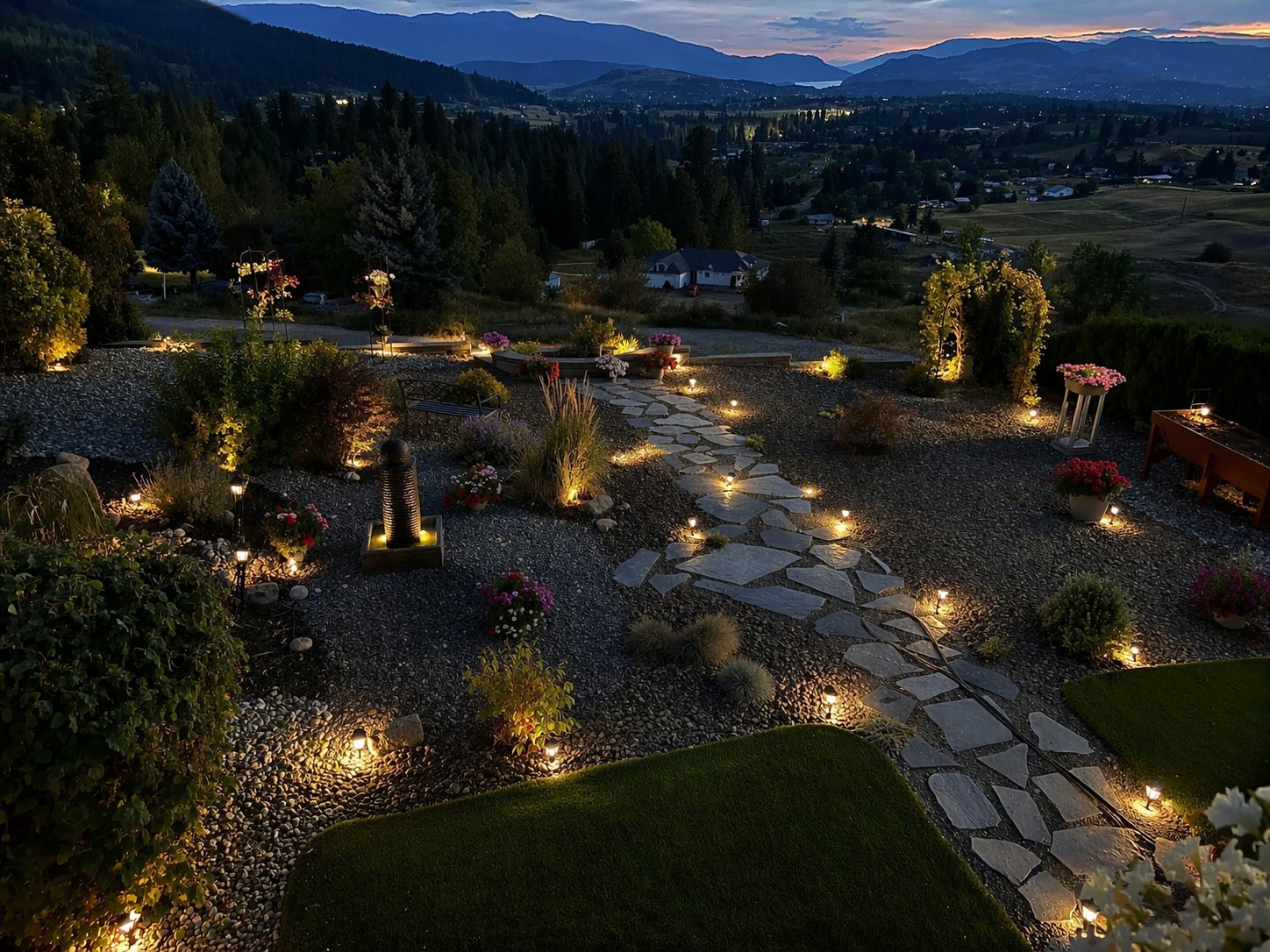 Artificial turf backyard at the Artificial Turf Backyard project by Kalagan Outdoor Design